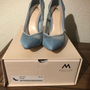 Madison Sky Blue Mesh Heels